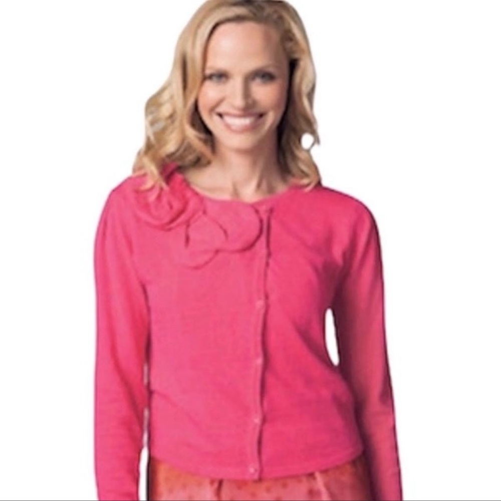 CAbi Swanky Ruched bow cardigan